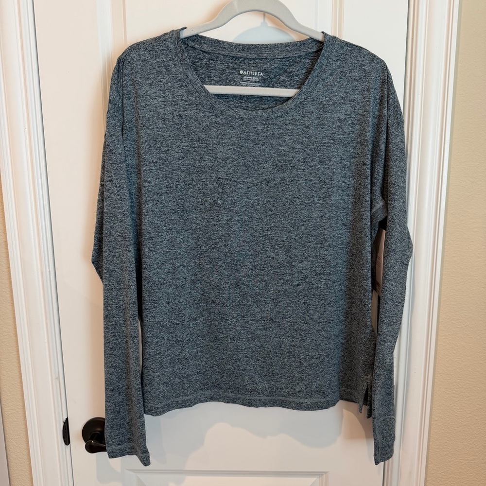 Athleta Uptempo II Long Sleeve Top Reef Green Heather Large
